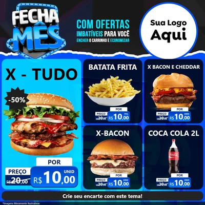Modelo de Rede Social para Feed Facebook com o tema Fecha Mês para Hamburgueria