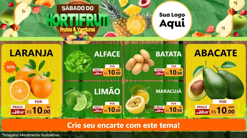 Modelo de TV para TV Horizontal com o tema Sábado do Hortifrúti para Hortifrúti