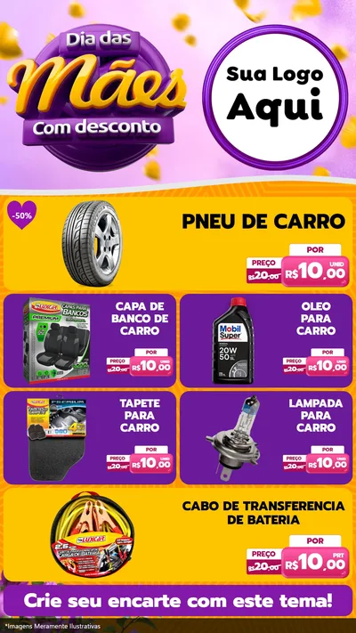 Modelo de TV para TV Vertical com o tema Dia das Mães com Desconto para Auto peças