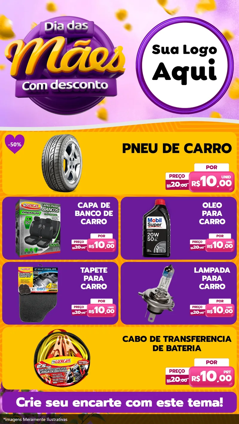 Modelo de TV para TV Vertical com o tema Dia das Mães com Desconto para Auto peças