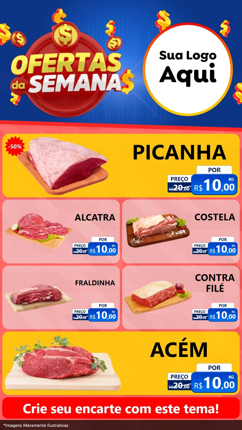 Modelo de TV para TV Vertical com o tema Ofertas Da Semana para Açougue