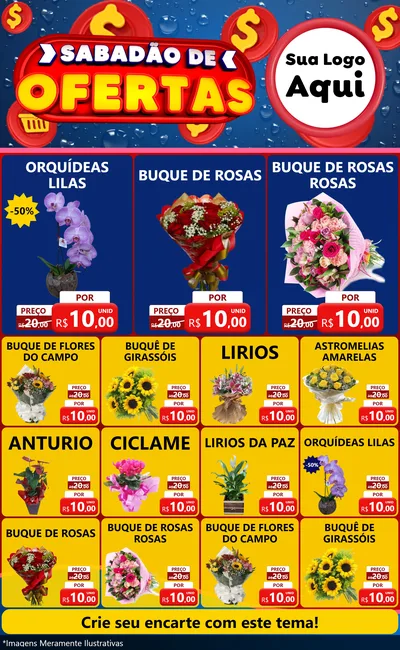 Modelo de Encarte para Encarte Grande com o tema Sabadão de Ofertas para Floricultura e jardim