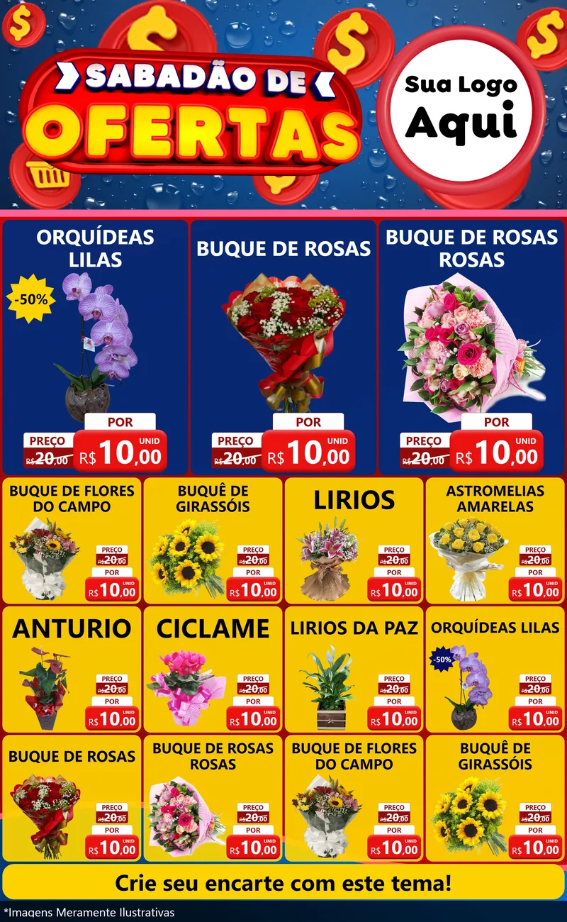 Modelo de Encarte para Encarte Grande com o tema Sabadão de Ofertas para Floricultura e jardim
