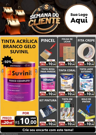Modelo de Encarte para Encarte A4 Vertical com o tema Semana do Cliente para Tintas e Ferramentas