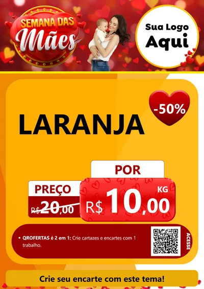 Modelo de Cartaz para Cartaz A4 Vertical com o tema Semana das Mães para Hortifrúti
