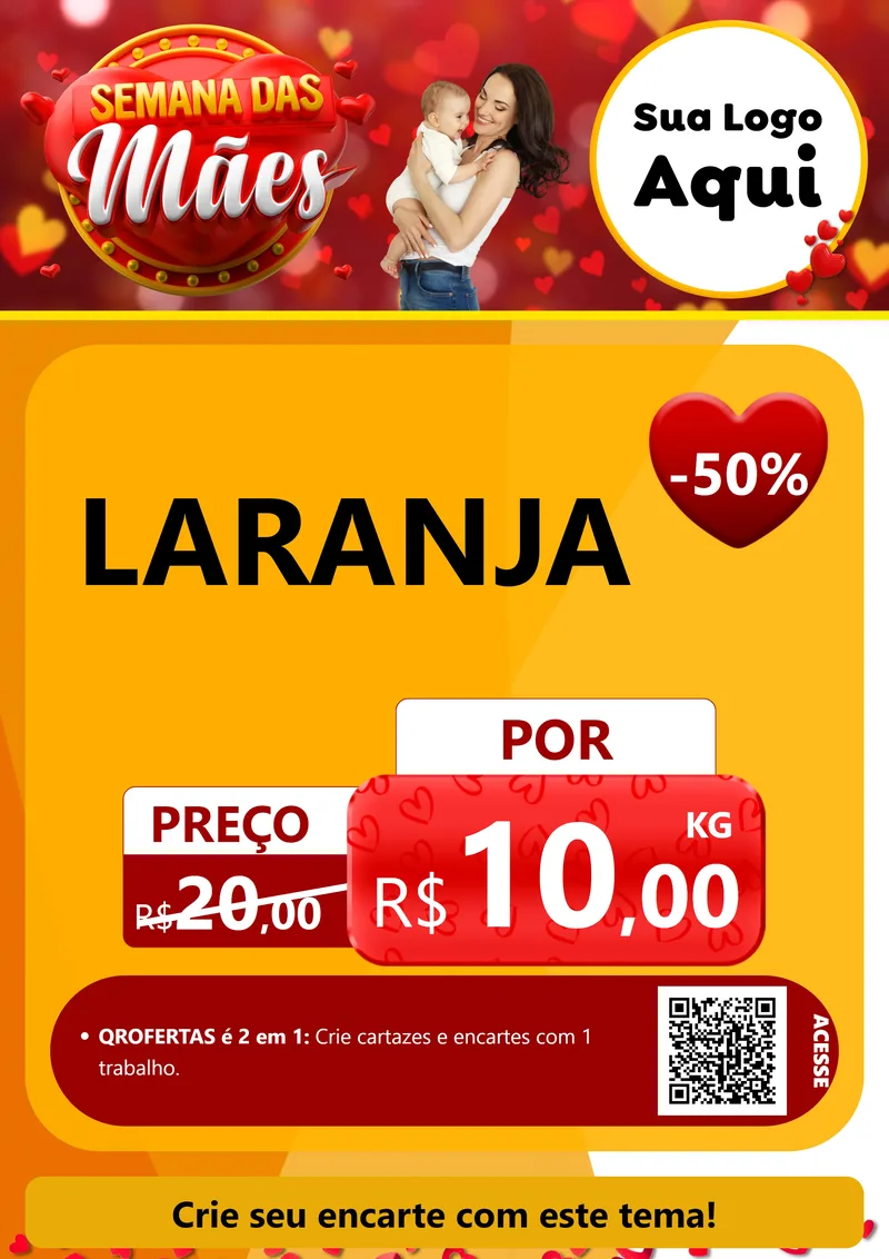Modelo de Cartaz para Cartaz A4 Vertical com o tema Semana das Mães para Hortifrúti