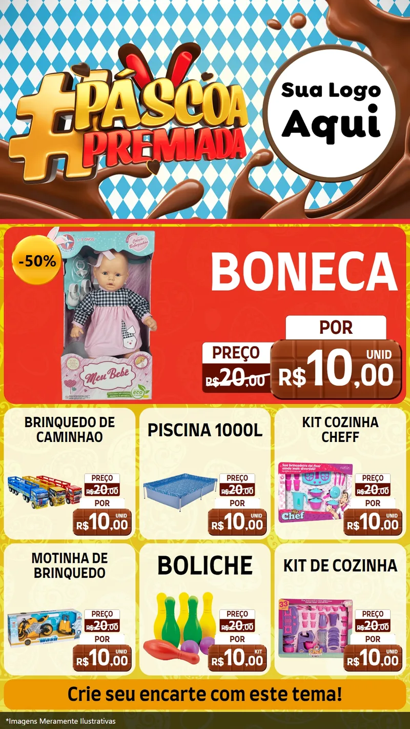 Modelo de Rede Social para Stories com o tema Páscoa Premiada para Brinquedos