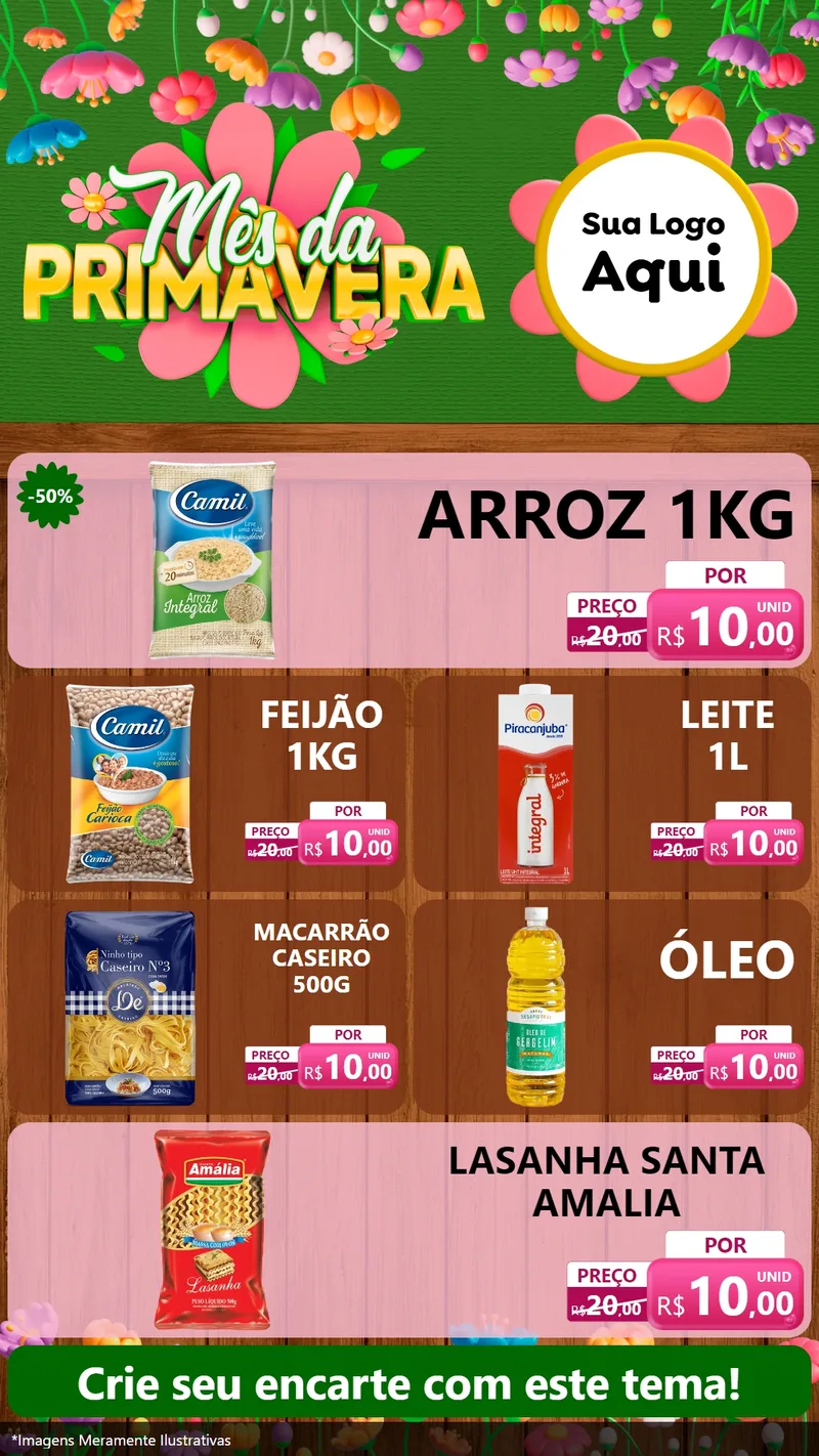 Modelo de TV para TV Vertical com o tema Mês da Primavera para Supermercado