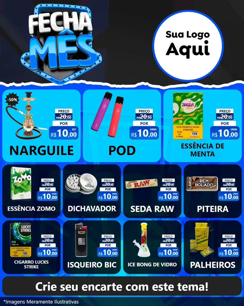 Modelo de Rede Social para Feed Instagram com o tema Fecha Mês para Tabacaria