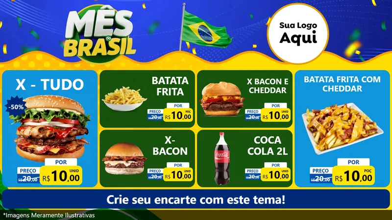 Modelo de TV para TV Horizontal com o tema Mês do Brasil para Hamburgueria