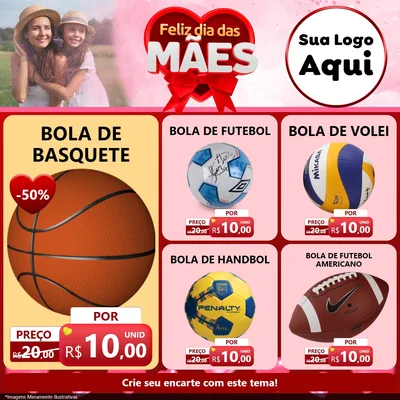 Modelo de Rede Social para Feed Facebook com o tema Feliz Dia Das Mães para Artigos Esportivos