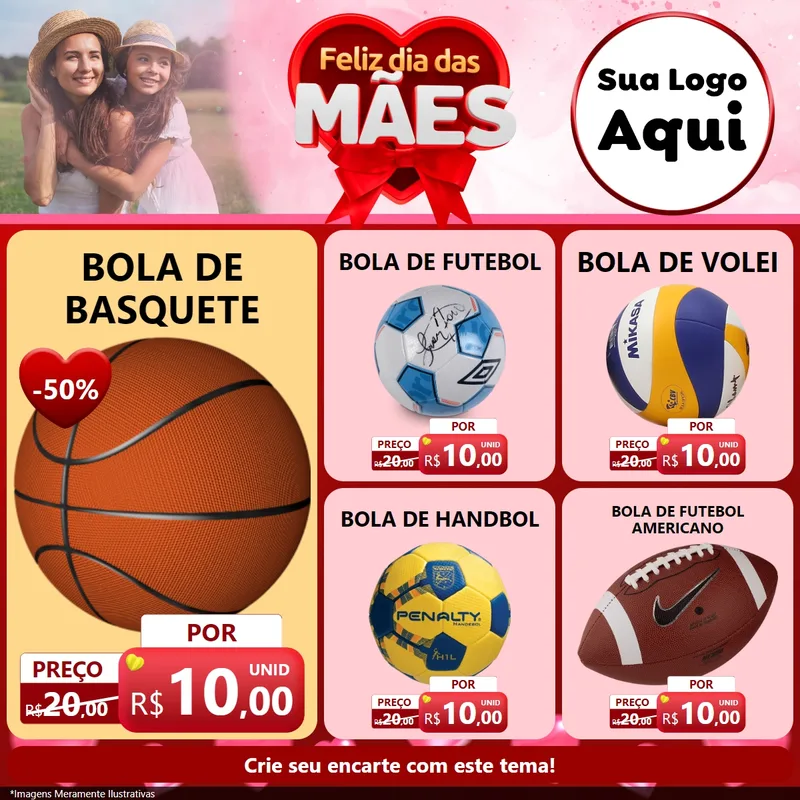 Modelo de Rede Social para Feed Facebook com o tema Feliz Dia Das Mães para Artigos Esportivos