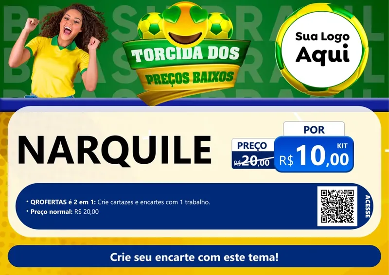 Modelo de Cartaz para Cartaz A4 Horizontal com o tema Torcida dos Preços Baixos - Copa para Tabacaria