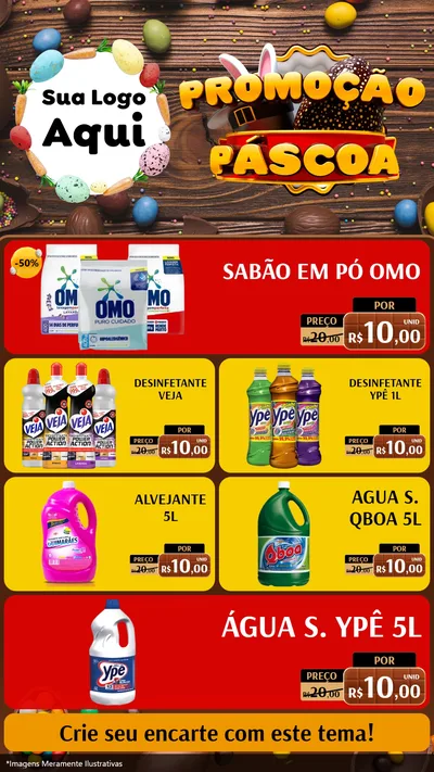 Modelo de TV para TV Vertical com o tema Promoção Páscoa para Produtos de Limpeza