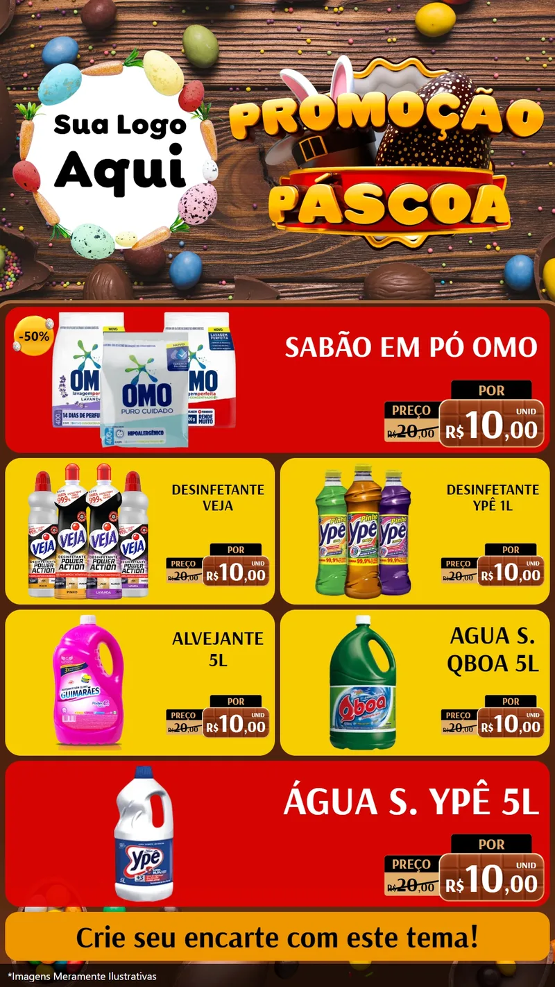 Modelo de TV para TV Vertical com o tema Promoção Páscoa para Produtos de Limpeza