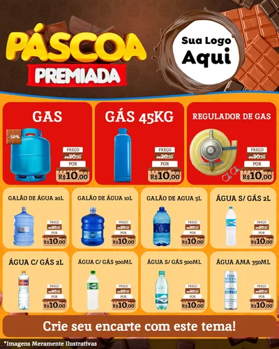 Modelo de Rede Social para Feed Instagram com o tema Páscoa Premiada para Água e gás