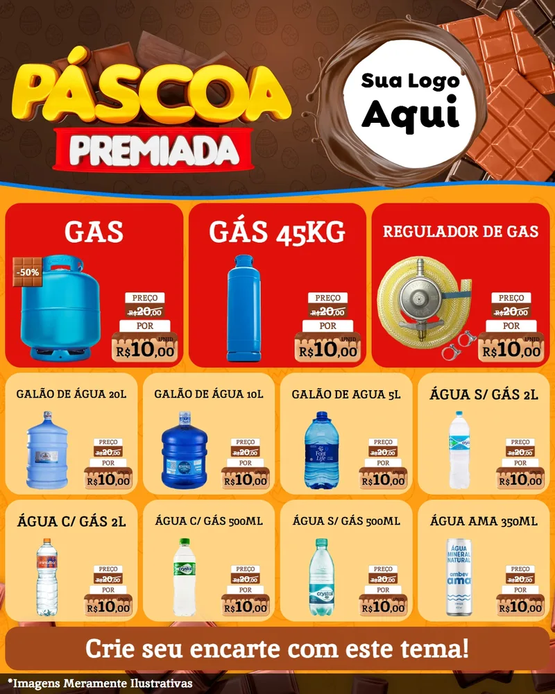Modelo de Rede Social para Feed Instagram com o tema Páscoa Premiada para Água e gás