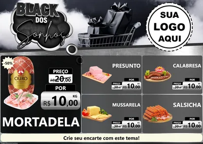 Modelo de Encarte para Encarte A4 Horizontal com o tema Black dos Sonhos para Frios e Laticínios