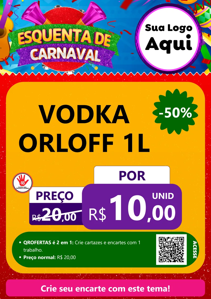 Modelo de Cartaz para Cartaz A4 Vertical com o tema Esquenta de Carnaval para Distribuidora de bebidas