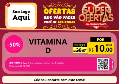 Modelo de Cartaz para Cartaz A4 Horizontal com o tema Dia dos Namorados para Farmácia