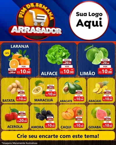 Modelo de Rede Social para Feed Instagram com o tema Fim De Semana Arrasador para Hortifrúti