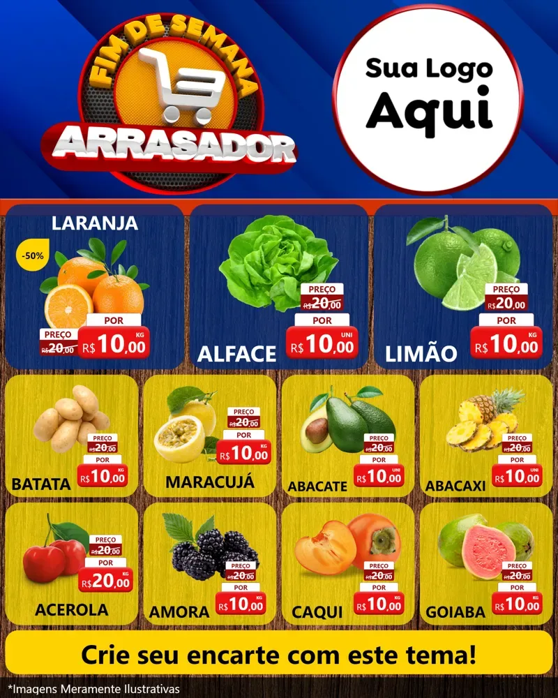 Modelo de Rede Social para Feed Instagram com o tema Fim De Semana Arrasador para Hortifrúti