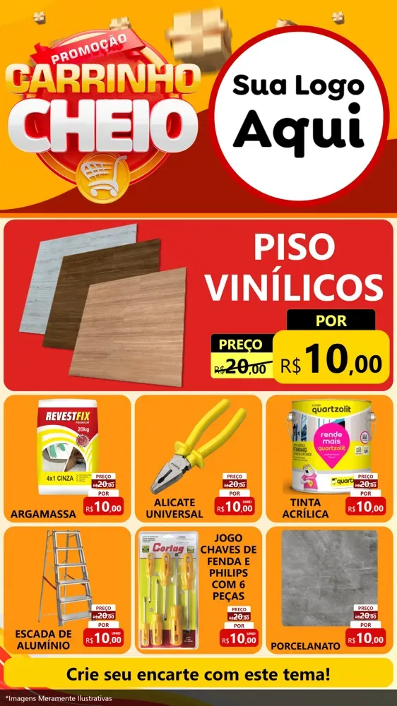 Modelo de Rede Social para Stories com o tema Promoção carrinho cheio para Material para Construção