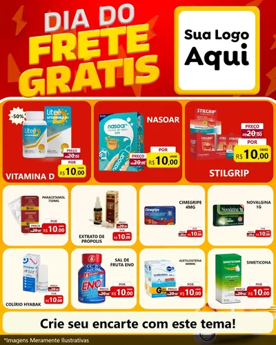 Modelo de Rede Social para Feed Instagram com o tema Dia do Frete Grátis para Farmácia