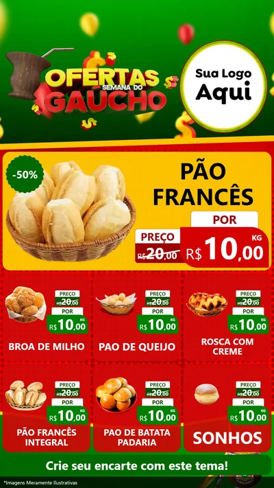 Modelo de Rede Social para Stories com o tema Ofertas Semana Do Gaúcho para Padaria