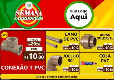 Modelo de Encarte para Encarte A4 Horizontal com o tema Semana Farroupilha para Tubos e conexões