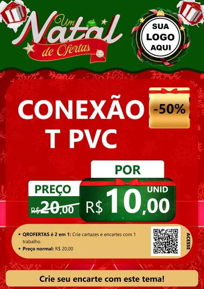 Modelo de Cartaz para Cartaz A4 Vertical com o tema Um Natal de Ofertas para Tubos e conexões