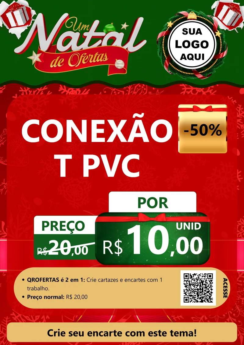 Modelo de Cartaz para Cartaz A4 Vertical com o tema Um Natal de Ofertas para Tubos e conexões