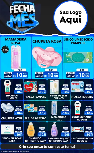 Modelo de Encarte para Encarte Grande com o tema Fecha Mês para Bebês