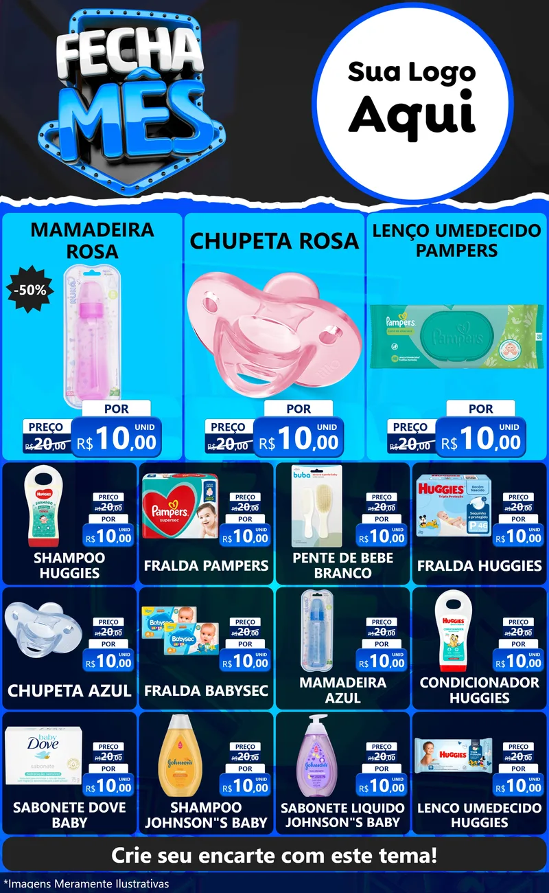 Modelo de Encarte para Encarte Grande com o tema Fecha Mês para Bebês