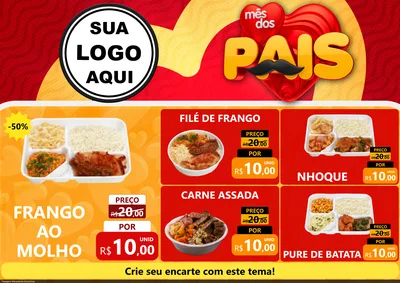 Modelo de Encarte para Encarte A4 Horizontal com o tema Mês Dos Pais para Restaurante
