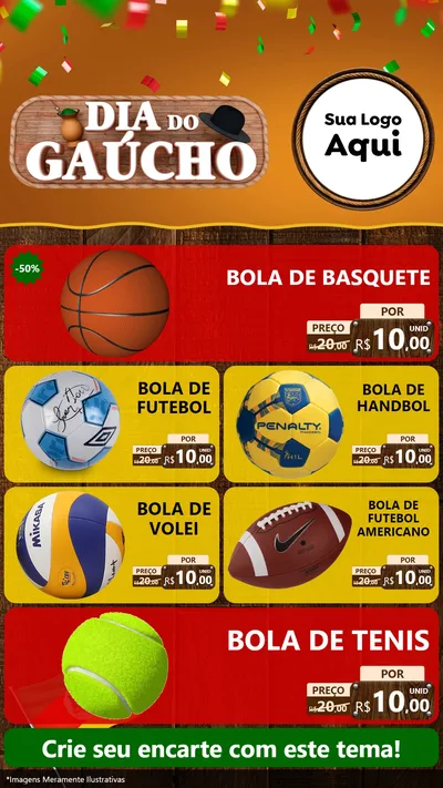 Modelo de TV para TV Vertical com o tema Dia do Gaúcho para Artigos Esportivos