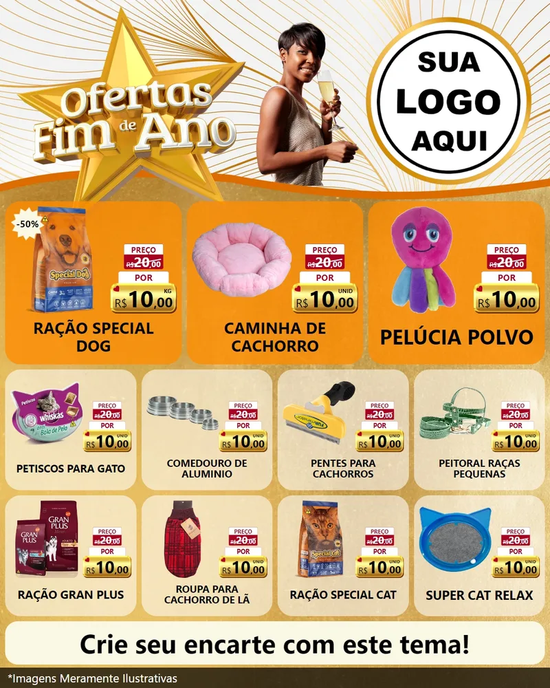 Modelo de Rede Social para Feed Instagram com o tema Ofertas Fim de Ano para Pet Shop
