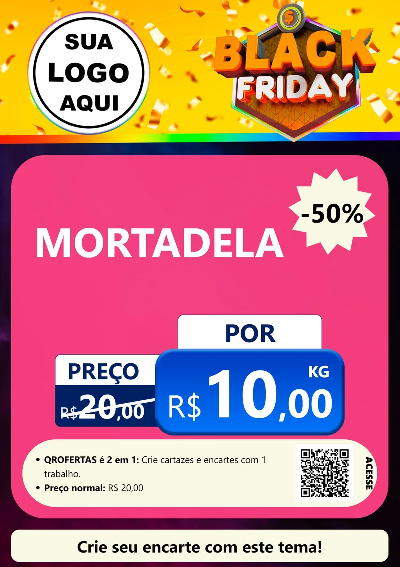 Modelo de Cartaz para Cartaz A4 Vertical com o tema Black Friday para Frios e Laticínios
