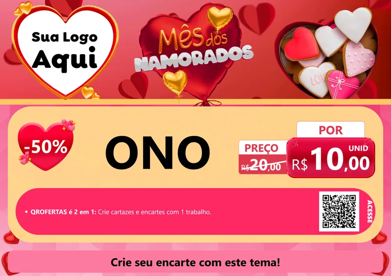 Modelo de Cartaz para Cartaz A4 Horizontal com o tema Mês dos Namorados para Óticas