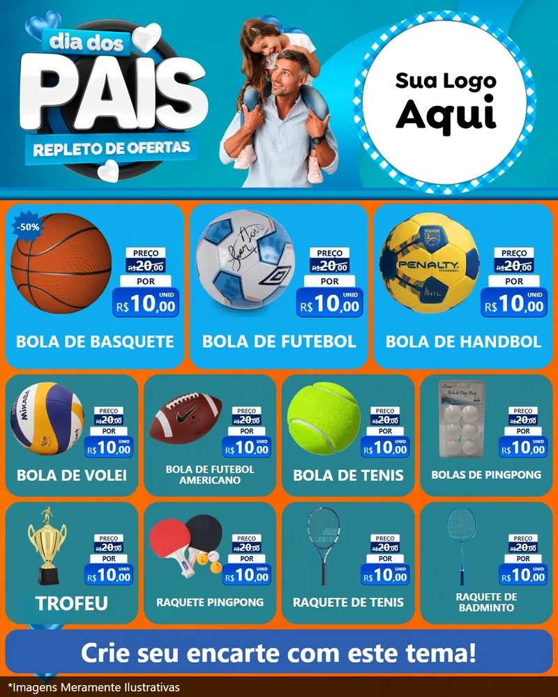 Modelo de Rede Social para Feed Instagram com o tema Dia Dos Pais Repleto de Ofertas para Artigos Esportivos
