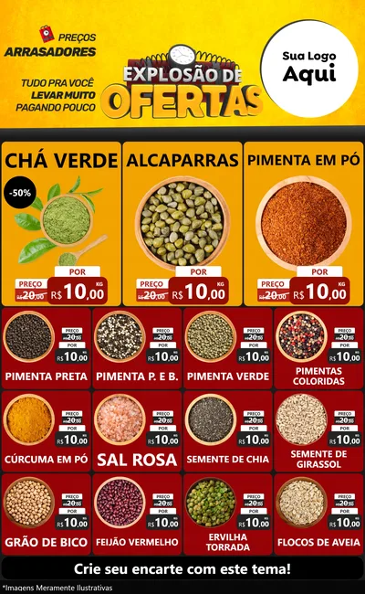 Modelo de Encarte para Encarte Grande com o tema Explosão de Ofertas para Produtos Naturais