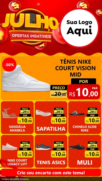 Modelo de Rede Social para Stories com o tema Julho Ofertas Imbatíveis para Calçados