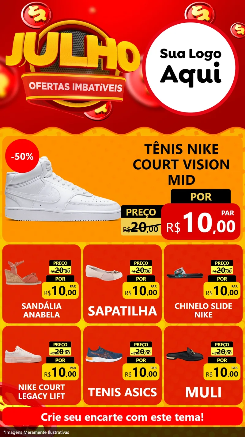 Modelo de Rede Social para Stories com o tema Julho Ofertas Imbatíveis para Calçados