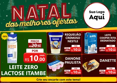 Modelo de Encarte para Encarte A4 Horizontal com o tema Natal das Melhores Ofertas para Frios e Laticínios