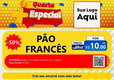 Modelo de Cartaz para Cartaz A4 Horizontal com o tema Quarta Mais Especial para Padaria