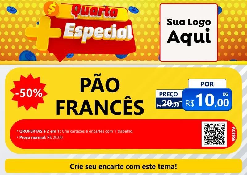 Modelo de Cartaz para Cartaz A4 Horizontal com o tema Quarta Mais Especial para Padaria