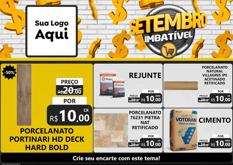 Modelo de Encarte para Encarte A4 Horizontal com o tema Setembro Imbatível para Pisos e revestimentos