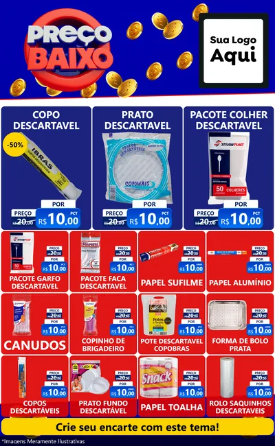 Modelo de Encarte para Encarte Grande com o tema Preço Baixo para Embalagens