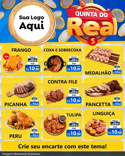 Modelo de Rede Social para Feed Instagram com o tema Quinta do Real para Assados