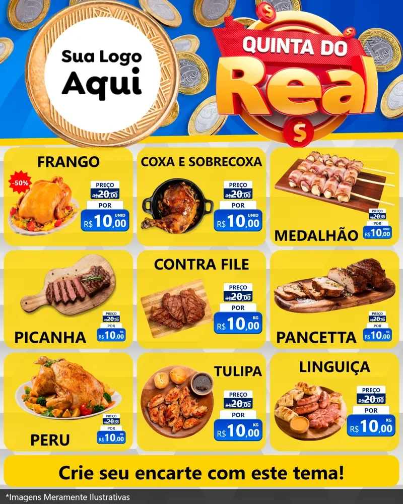 Modelo de Rede Social para Feed Instagram com o tema Quinta do Real para Assados